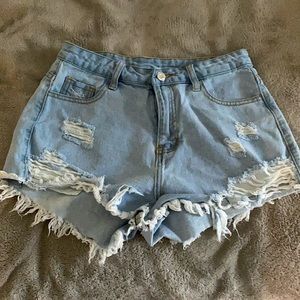 Shein Light Wash Ripped Jean Shorts